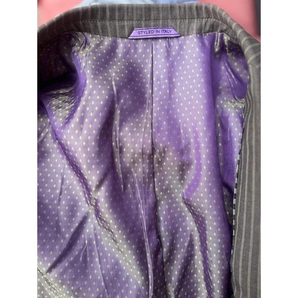 Earvin Magic Johnson Signature Brown Pinstripe Blazer Italian Cloth 44L